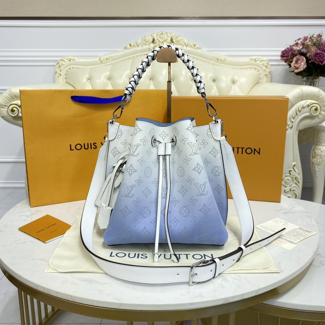 Louis Vuitton MURIA Bucket Bag Mahina Leather M57853 Gradient Blue